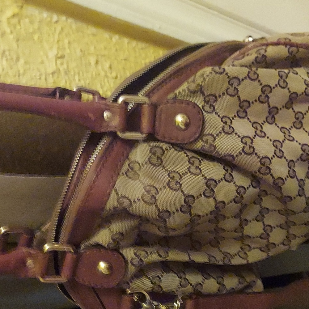 Gucci Brown/Beige GG Canvas Sukey Satchel - Picture 12 of 15